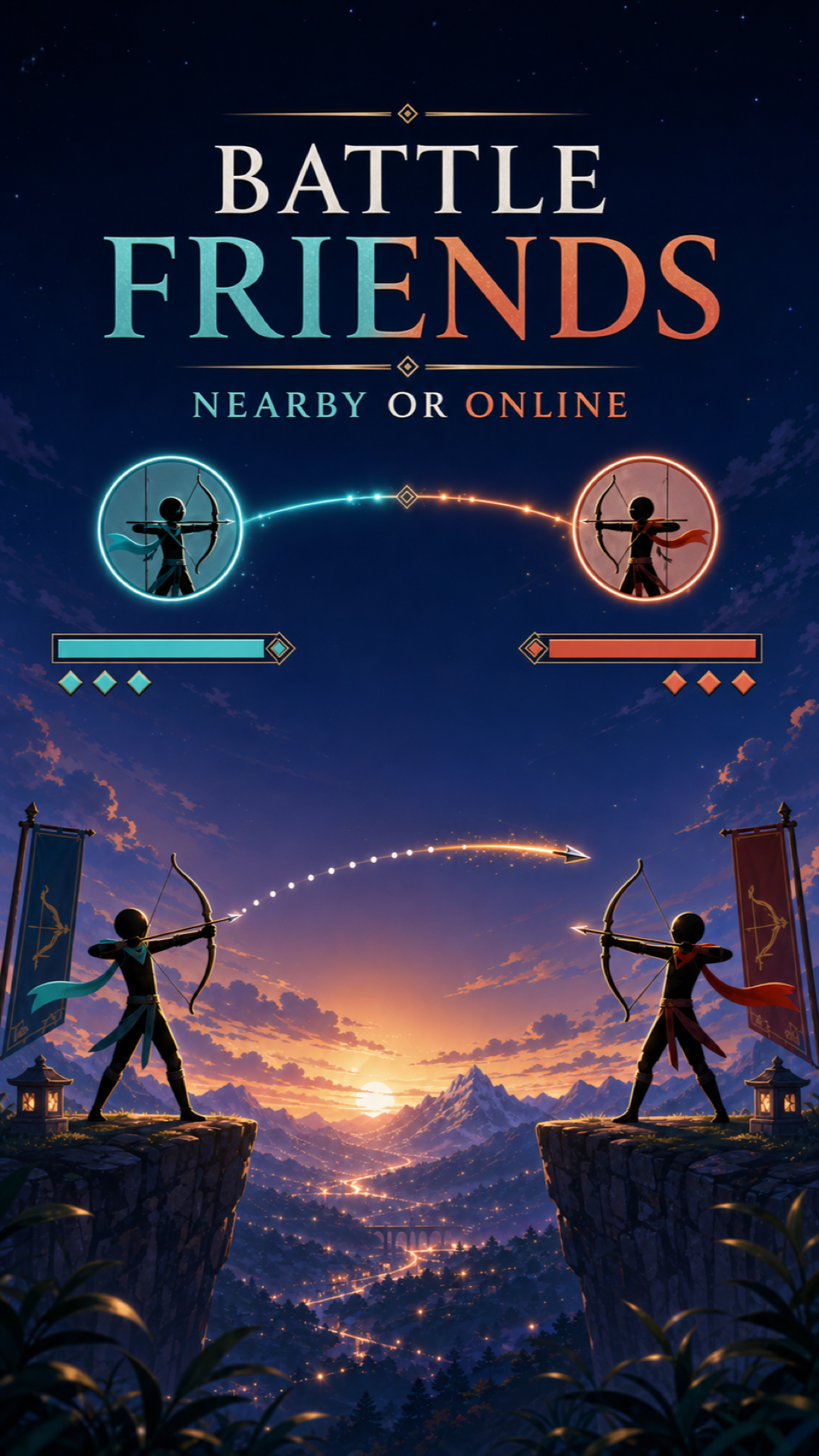 Friends connecting for a multiplayer archery duel